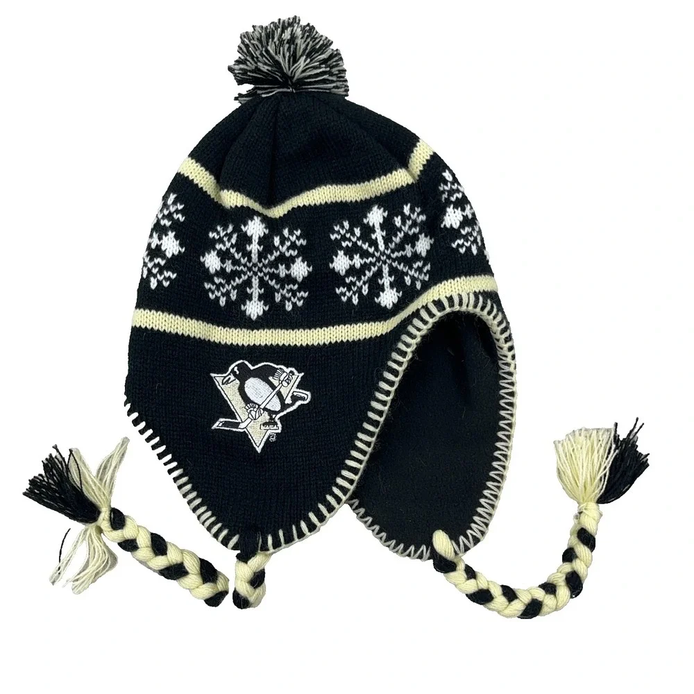 Pittsburgh Penguins Beanie Hat‎ Cap Beanie Toboggan Ear Flaps Pom Pom Giveaway